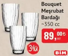 PAŞABAHÇE BOUQUET MEŞRUBAT BARDAĞI 350 CC 3'LÜ